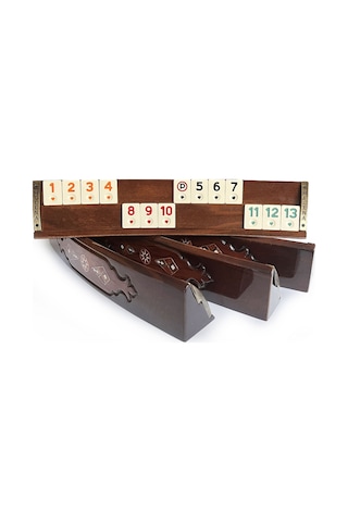 Helena Wood Art Mozaik İşlemeli Masif Ahşap Okey Seti Oval Takımı Gül