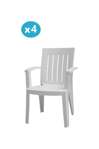 Omnipazar Mt-gf175 Cometa Plastik Bahçe Balkon Sandalye 4'lü Set Beyaz