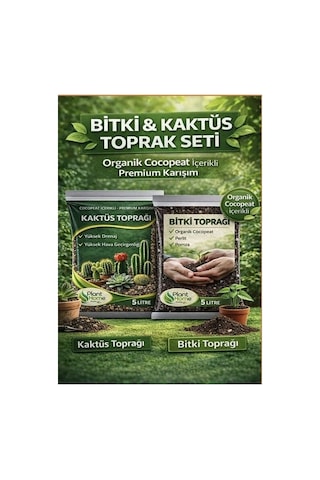 Bitki Ve Kaktüs Toprağı Seti 10 L Organik Cocopeatli Salon Bitkileri Ve Kaktüsler Için