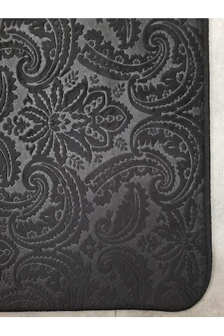 Bonny Home 3 Lü Siyah Ultrasoft Desenli Klozet Takımı Banyo Halısı Siyah