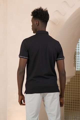 Paul Martin Regular Fit Yaka Garnili Pamuklu Polo Yaka T-shirt Siyah