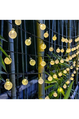 Qingmipy Güneş Enerjili 50 Led Balon Işık Zinciri - 8 Modlu Dış Mekan Dekorasyonu Sıcak Beyaz