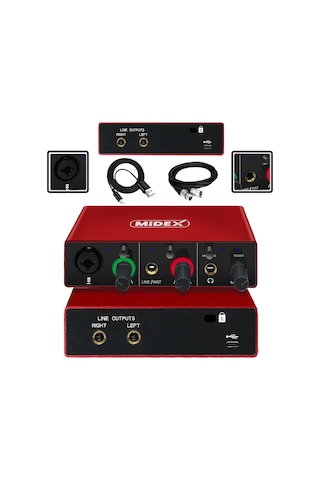 Midex Glx-500 Pro Stüdyo Ses Kartı 2 Giriş 2 Çıkış 24bit/96khz Xlr Kablo Hediye