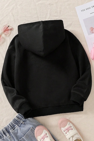 Uyguntarz Çocuk Kalp Baskılı Sweatshirt Siyah