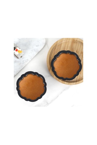 Yaleker 10 Adet Karbon Çelik Çizgili Anti- Yapışkan Kek, Puding, Ekmek, Muffin Fırın Kalıbı 15x15x8cm, Siyah Siyah