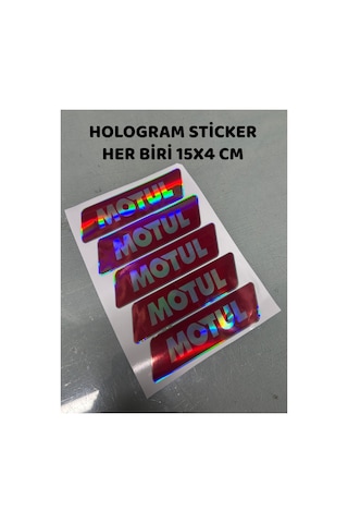 5 Adet Hologram Sticker Seti Kırmızı 4x15 Cm
