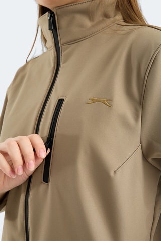 Slazenger Hıp Style Kadın Dik Yaka Fermuarlı Bej Mont & Kaban Bej