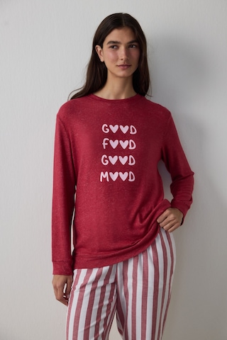 Penti Bordo Good Mood Slogan Baskılı Termal Etkili Sweatshirt Pijama Üstü