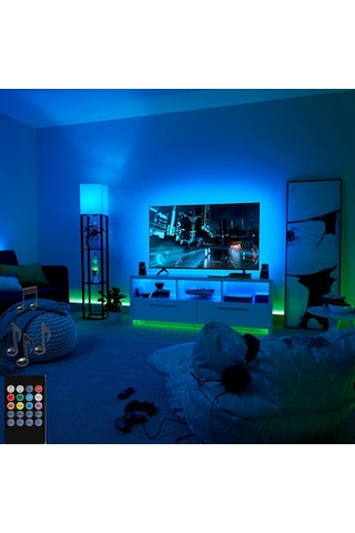 Sese Duyarlı Tv Arkası Rgb Şerit Led Kumandalı 5 Metre