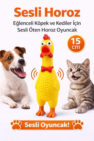 Sesli Horoz Eğlenceli Köpek Ve Kediler İçin Sesli Öten Horoz Oyuncak 15 Cm Diğer