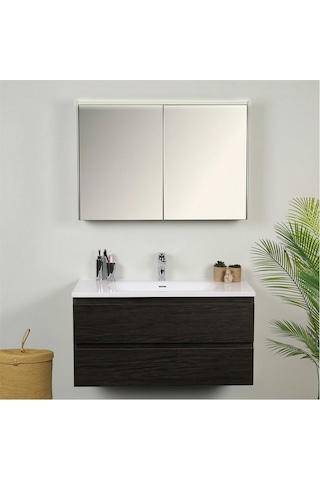 Kobos Lignum 100 Cm Banyo Dolabı Seti Watson Siyah