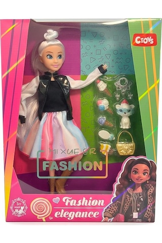 Ctoy Moda Aksesuarlı Oyuncak Bebek Desenli Etekli 30 Cm 867110