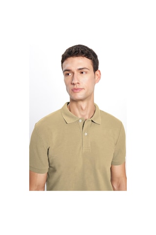 Tudors Erkek Slim Fit Dar Kesim Pamuklu Yumuşak Dokulu Serin Tutan Kumaş Düz Pike Bej Polo Yaka Tişört-33699 Bej