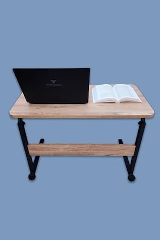 Laptop Sehpası Ve Çalışma Masası Yükseklik Ayarlı Tekerlekli Oval Kenar 80 Lik Sehpa