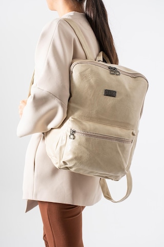 571 Collections Suni Deri Yıkama Sırt Çantası Poliüretan Krem Model: 571-14-16g Krem