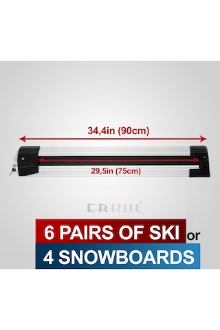 Erkul Altılı Kilitli Araç Üstü Kayak ve Snowboard Taşıyıcı Gri