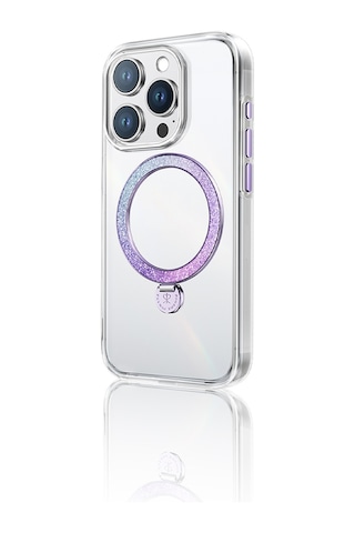 Apple Uyumlu iPhone 15 Pro Max Kılıf Magsafe Şarj Özellikli Standlı Pynana Dancing Streamer Serisi Kapak Mor