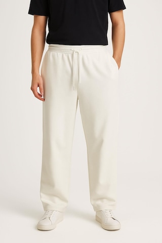 Erkek Düz Paça 3 İplik Şardonlu Rahat Kesim Premium Kumaş Eşofman Altı Ekru