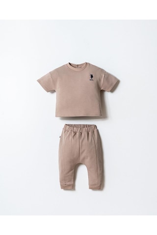 U.S. Polo Assn. Erkek Bebek 2 Li T-şhirt Takım Kum-2263 Kum