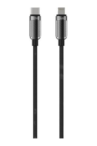 Knit Glam 30W Hızlı Şarj Destekli Type-C To Lightning Şarj Ve Data Aktarım Kablosu 1 Metre Siyah