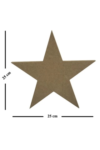 Boyanabilir Ahşap Mdf Yıldız Temalı 5 Li Dekoratif Obje - Süs