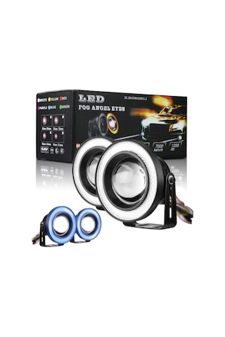 76 Mm Buz Mavi Mercekli Angel Led Halkalı Sis Far Gövde