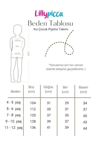 Lillypicca Pembe Unicorn Desenli Kız Çocuk Göz Bantlı Pijama Takımı 2100