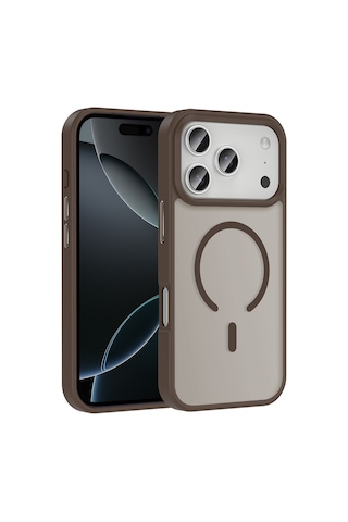 Apple Uyumlu iPhone 17 Pro Kılıf M-safe Şarj Özellikli Mat Arka Yüzey Sio Kılıf Desert Titanyum