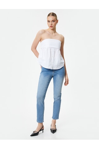 Koton Slim Fit Kot Pantolon Esnek Standart Bel - Eve Slim Jeans Açık İndigo 4sal40188md 4SAL40188MDLGT Açık İndigo