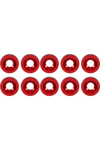 Kosona Araba Modifikasyonu 6mm Paslanmaz Çelik Ve Aluminyum Dekoratif Vida Seti - 10 Adet Yonga + 10 Adet Vida Kırmızı - Tampon, Plaka Tutucu Uyumlu