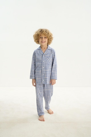 Sevim Erkek Çocuk Uzun Kol Önden Düğmeli Mavi Pijama Takım C8t4n7o8 001