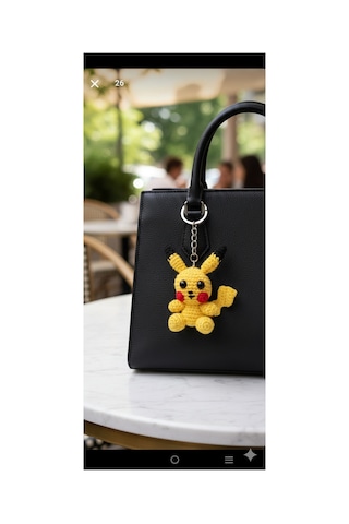 Pokemon Pikachu Amigurumi Anahtarlık Sarı