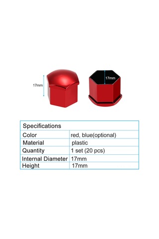 Jeemson 17mm Universal Jant Somunu Kapağı, Abs Plastik, Kırmızı/mavi Seçenekli, 20 Adet + Çıkarma Aracı