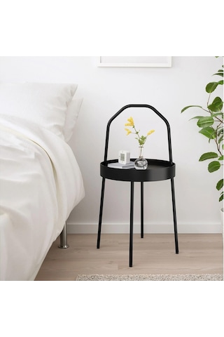 Kulplu Sehpa Siyah Renk Meridyendukkan 38 Cm Metal-taşınabilir Sehpa