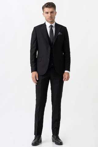 White Stone Terni Ty2001 Slim Fit Yelekli 6 Drop Düz Takım Elbise Siyah - 58 Siyah