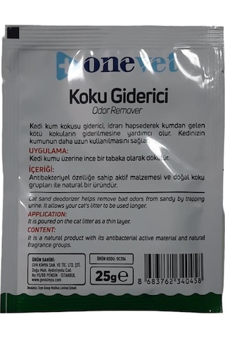 Onevet Kedi Kum Kokusu Giderici Yasemin Kokulu 25 Gr