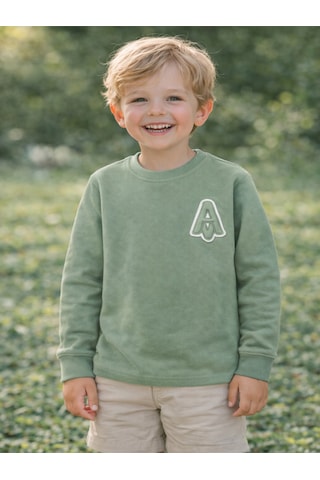 Tanem Kids Erkek Çocuk Jakarlı Yeşil Örme Sweatshirt Yeşil