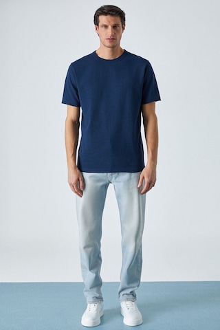 GRIMELANGE Peltz Erkek Relaxed Bisiklet Yaka Kısa Kollu Lacivert T-shirt Lacivert