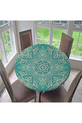 Suntek Magideal Su Geçirmez Kaymaz Yuvarlak Masa Örtüsü Elastik Stil-1