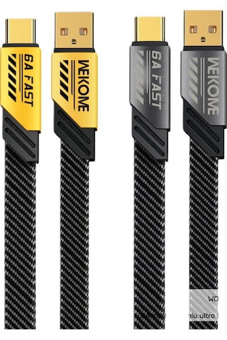 Wekome WDC-190A 6A Usb to Type-c Veri Ve Şarj Kablosu Gri