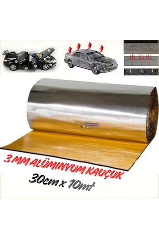 Araç Oto Ses Isı Yalıtım Bandı 3mm X 30cmx10metre Alüminyum Folyolu Kauçuk Bant Izolasyon Malz A3f89
