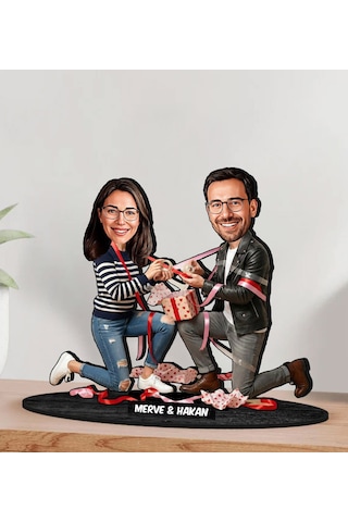 Bk Gift Kişiye Özel Sevgili Karikatürlü Ahşap Biblo -29, Fotoğraftan Karikatür, Sevgililer Günü Hediyesi, Ev Hediyesi Kobitmeyencom36356 Bk Gift