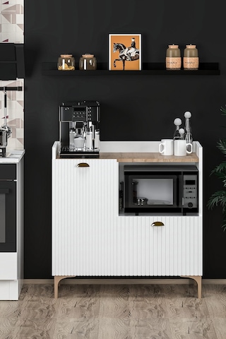 Elin Çok Amaçlı Kapaklı Kahve Köşesi, Fırın Dolabı, Kiler Dolabı, Mutfak Erzak Dolabı Beyaz