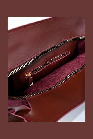 Kadın Deri Kemer Detaylı Bordo Çanta Bordo