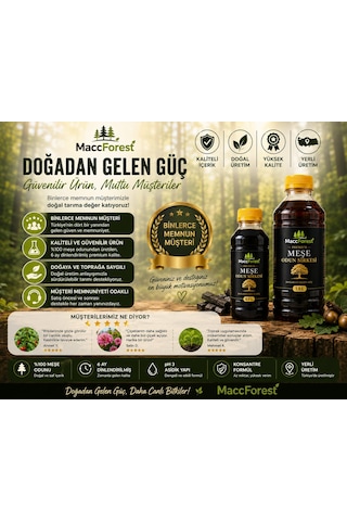 Maccforest Premium Meşe Odun Sirkesi %100 Meşe Odunundan 6 Ay Dinlendirilmiş Konsantre Formül / 0.5 Lt. 0.5 KG