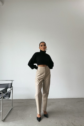 Gülsüm Aydın Deri Pantolon Diz Parçalı - Taş Altın