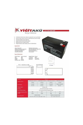 Yiğit Akü Pilsan 12V 7AH Amper AGM Tip UPS Güç Kaynağı Aküsü 2023 Eylül Üretim