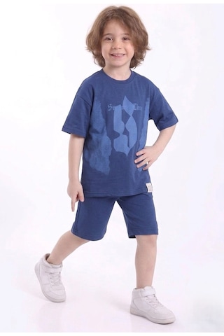 Mnk Baby & Kids Erkek Çocuk Baskılı Kısa Kollu Şortlu 2li Takım M00840 Mavi