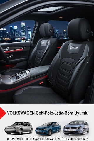 Titanyum Serisi Lüks Keten Üniversal Oto Koltuk Kılıfı Volkswagen Bora-golf-jetta-polo Uyumlu Siyah