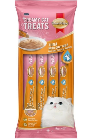 Smartheart Ton Balıklı Ve Keçi Sütlü Krema Kedi Ödül Maması 15gr 4'lü